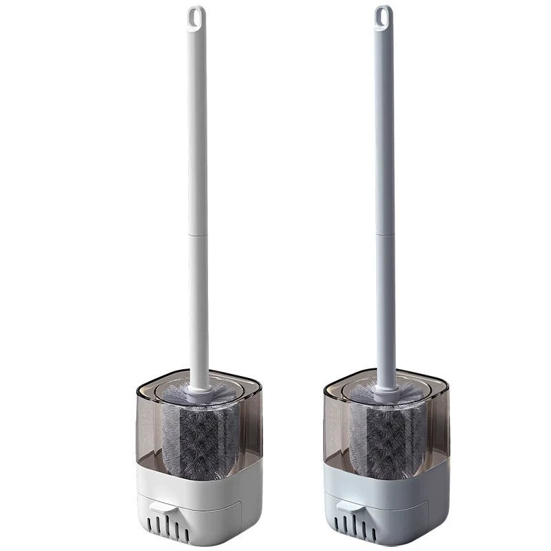 Wall-Mounted Toilet Brush Set – No-Hole, Multi-Functional, Quick-Draining