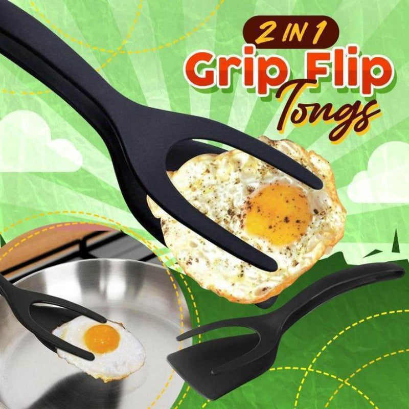 2-in-1 Grip Flip Tongs – Easy, Non-Stick Cooking Tool