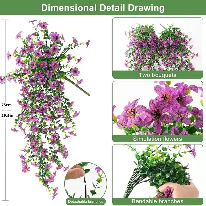 UV Resistant Artificial Hanging Flowers – Lifelike Outdoor Spring Decor