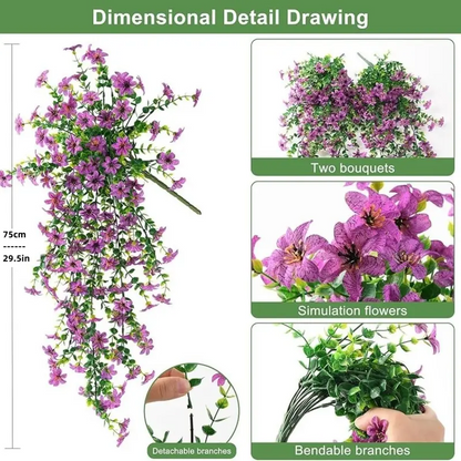 UV Resistant Artificial Hanging Flowers – Lifelike Outdoor Spring Decor
