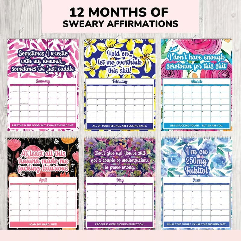 📅 2027 Funny Swear Word "Fuck It" Floral Calendar - Perfect for Home Decor & Gift Ideas