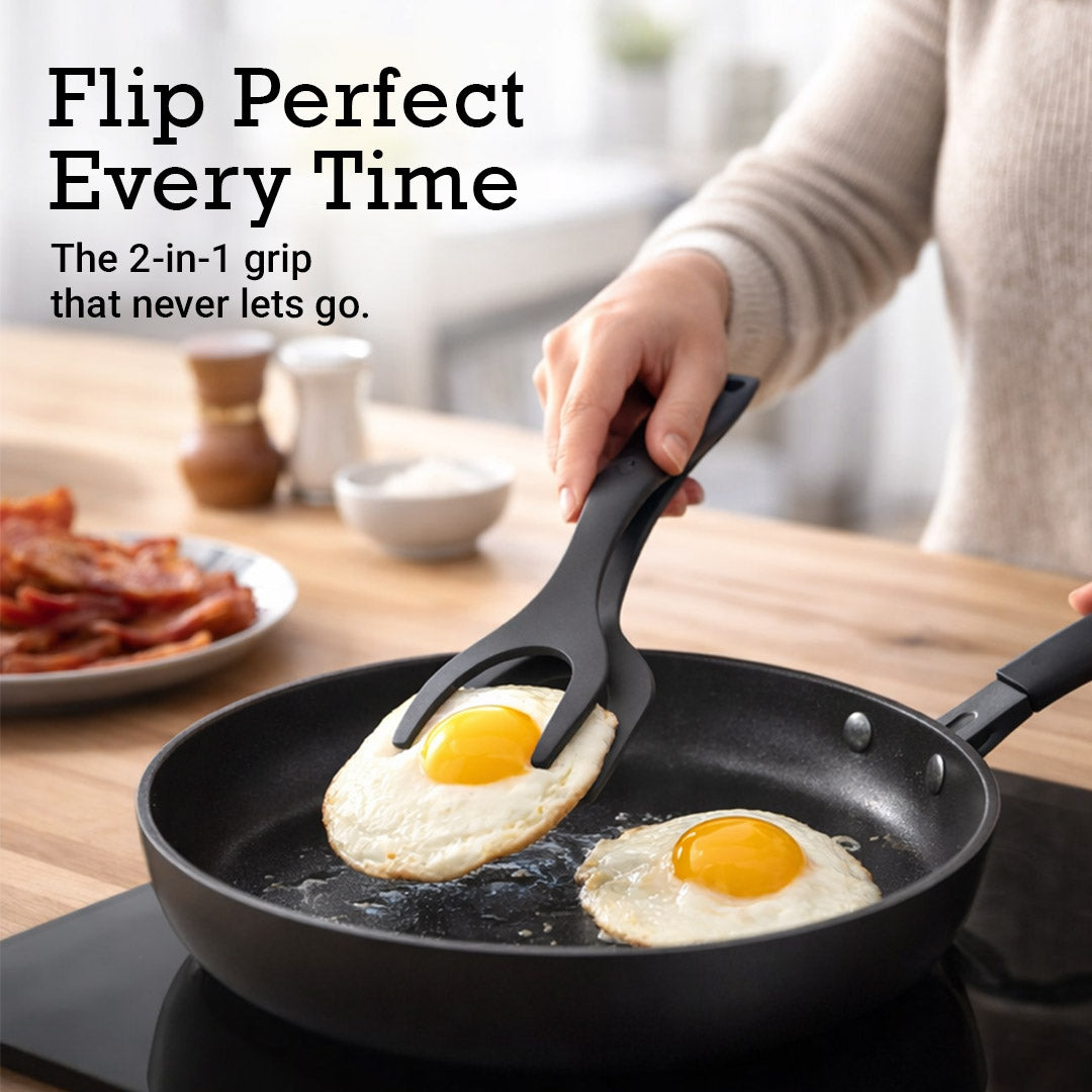 2-in-1 Grip Flip Tongs – Easy, Non-Stick Cooking Tool