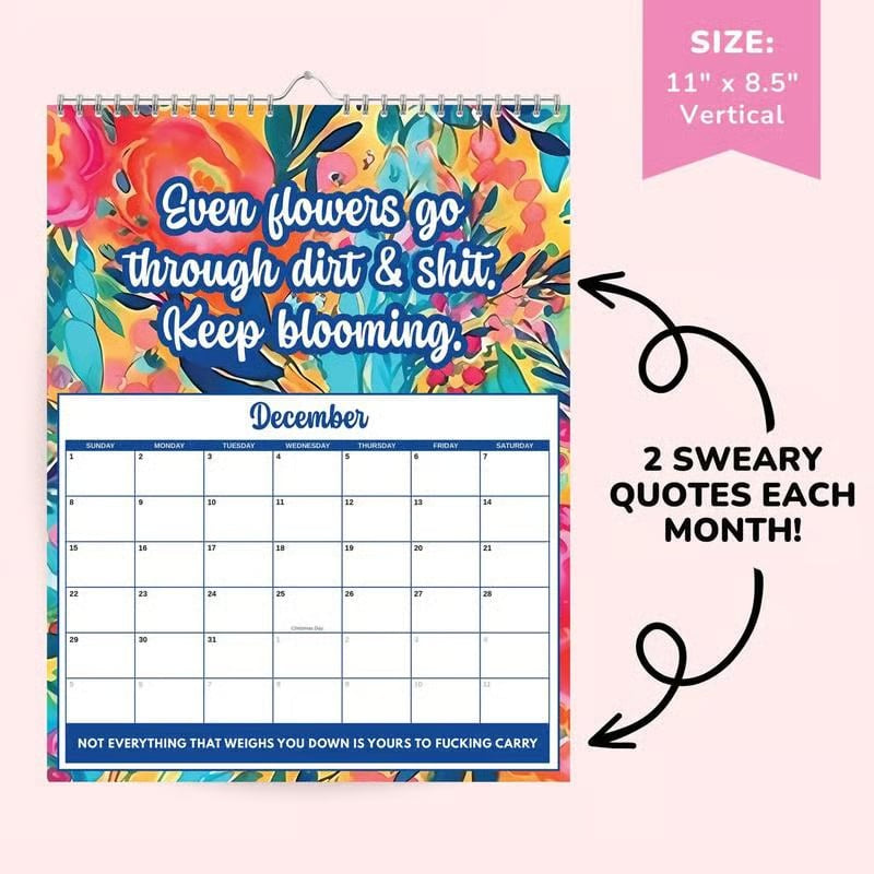 📅 2027 Funny Swear Word "Fuck It" Floral Calendar - Perfect for Home Decor & Gift Ideas