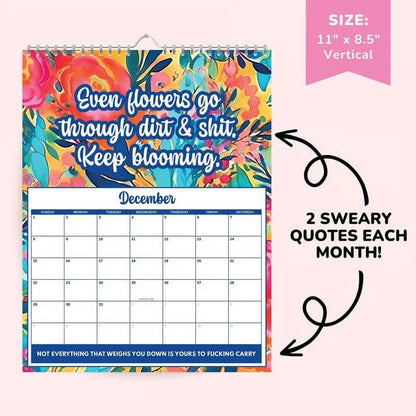 📅 2027 Funny Swear Word "Fuck It" Floral Calendar - Perfect for Home Decor & Gift Ideas