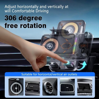 2-in-1 Wireless Car Phone Mount – Auto Clamp, Fast Charging, 360° Rotation