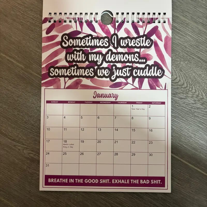 📅 2027 Funny Swear Word "Fuck It" Floral Calendar - Perfect for Home Decor & Gift Ideas