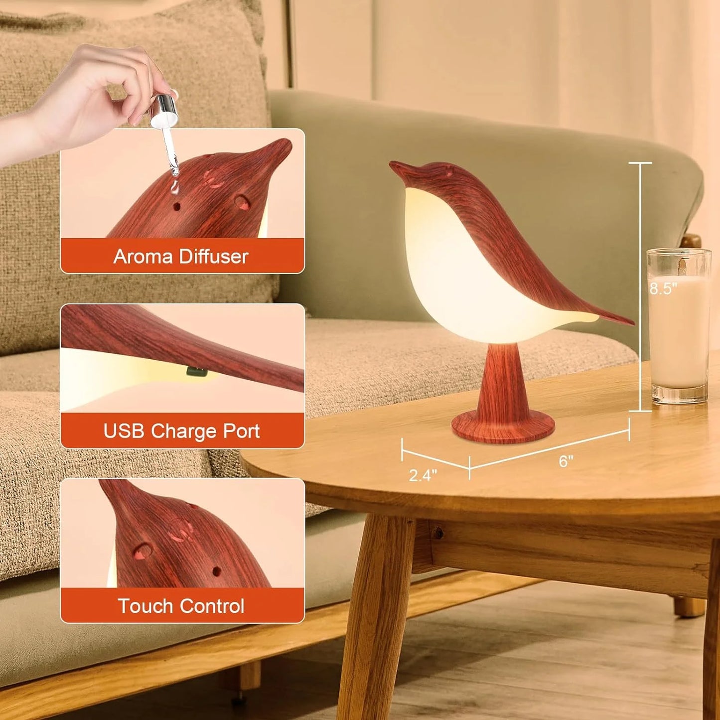 ✨More Than a Lamp: The 3-in-1 Luminous Bird with Integrated Aroma Diffuser