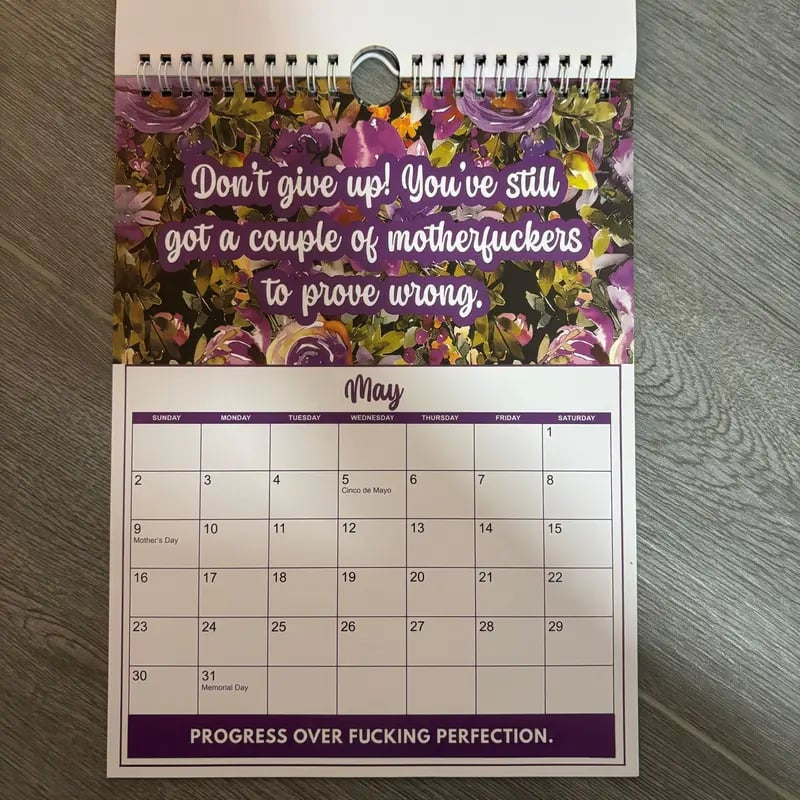 📅 2027 Funny Swear Word "Fuck It" Floral Calendar - Perfect for Home Decor & Gift Ideas