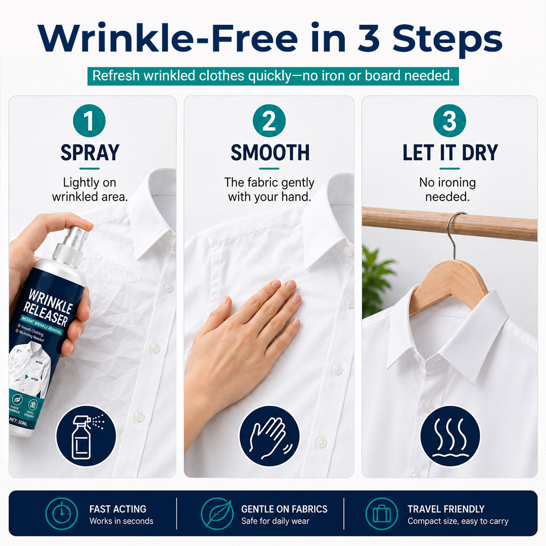 👔 Instant wrinkle release – no iron, travel-ready, static-free & fresh.