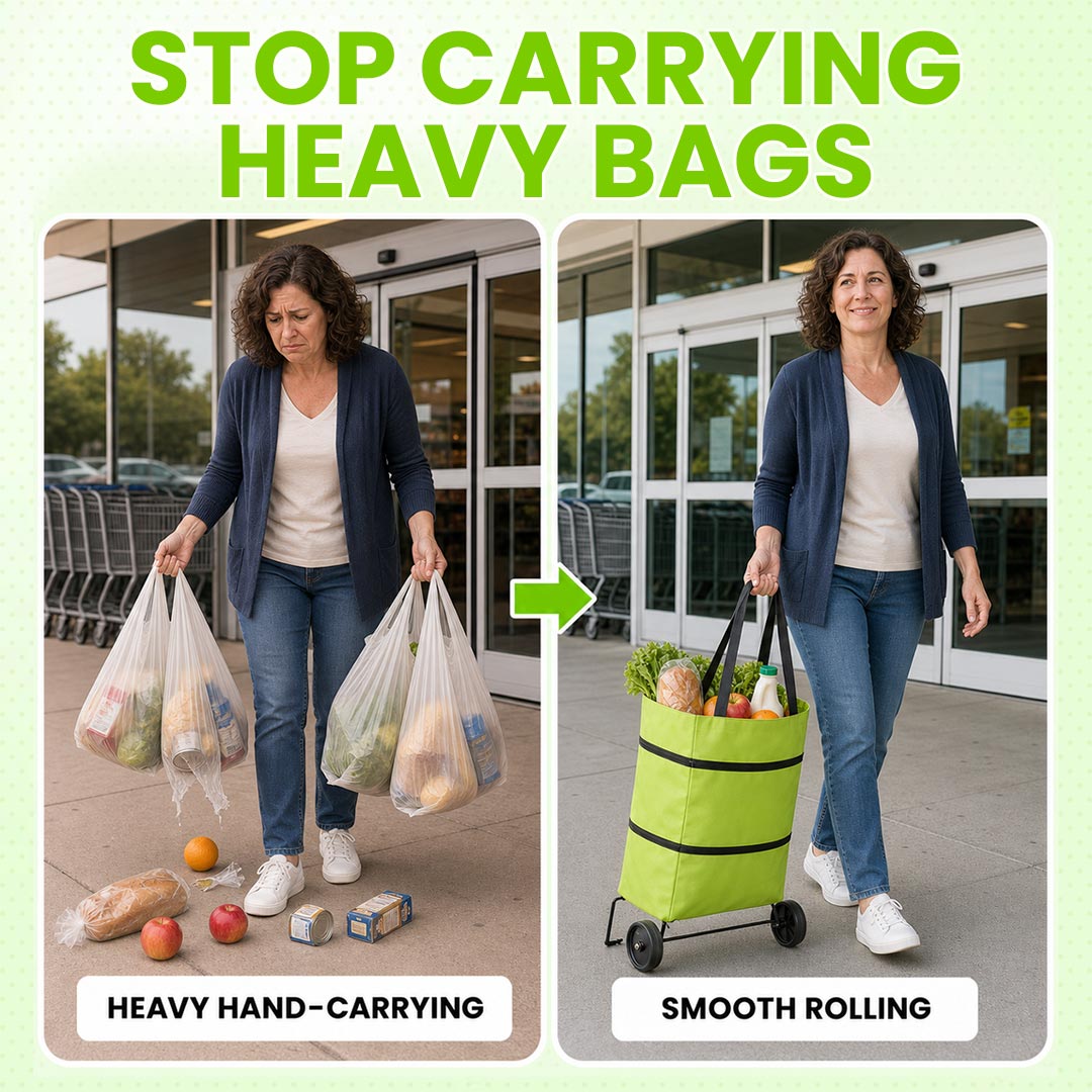 🛒 2-in-1 Foldable Shopping Cart Bag – Carry As A Bag, Roll As A Cart