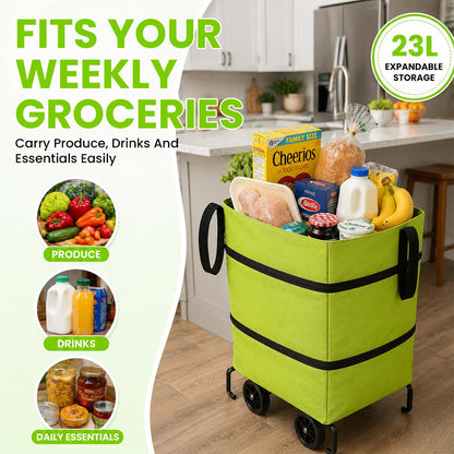 🛒 2-in-1 Foldable Shopping Cart Bag – Carry As A Bag, Roll As A Cart