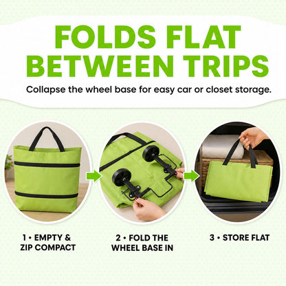 🛒 2-in-1 Foldable Shopping Cart Bag – Carry As A Bag, Roll As A Cart