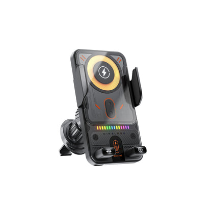 2-in-1 Wireless Car Phone Mount – Auto Clamp, Fast Charging, 360° Rotation