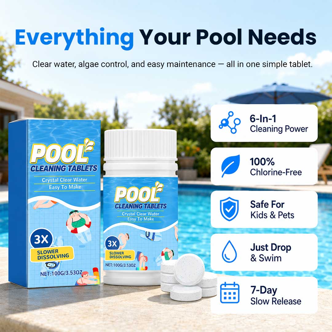 🏊 All-in-One Pool Cleaning Tablets — Crystal-Clear Water, Just Drop & Go
