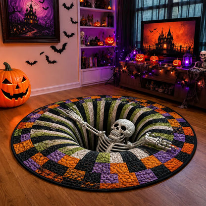 🔥 3D Haunted Staircase Round Rug – Spooky Halloween Optical Illusion 👻