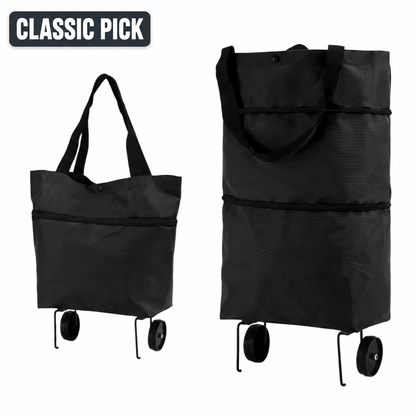 🛒 2-in-1 Foldable Shopping Cart Bag – Carry As A Bag, Roll As A Cart