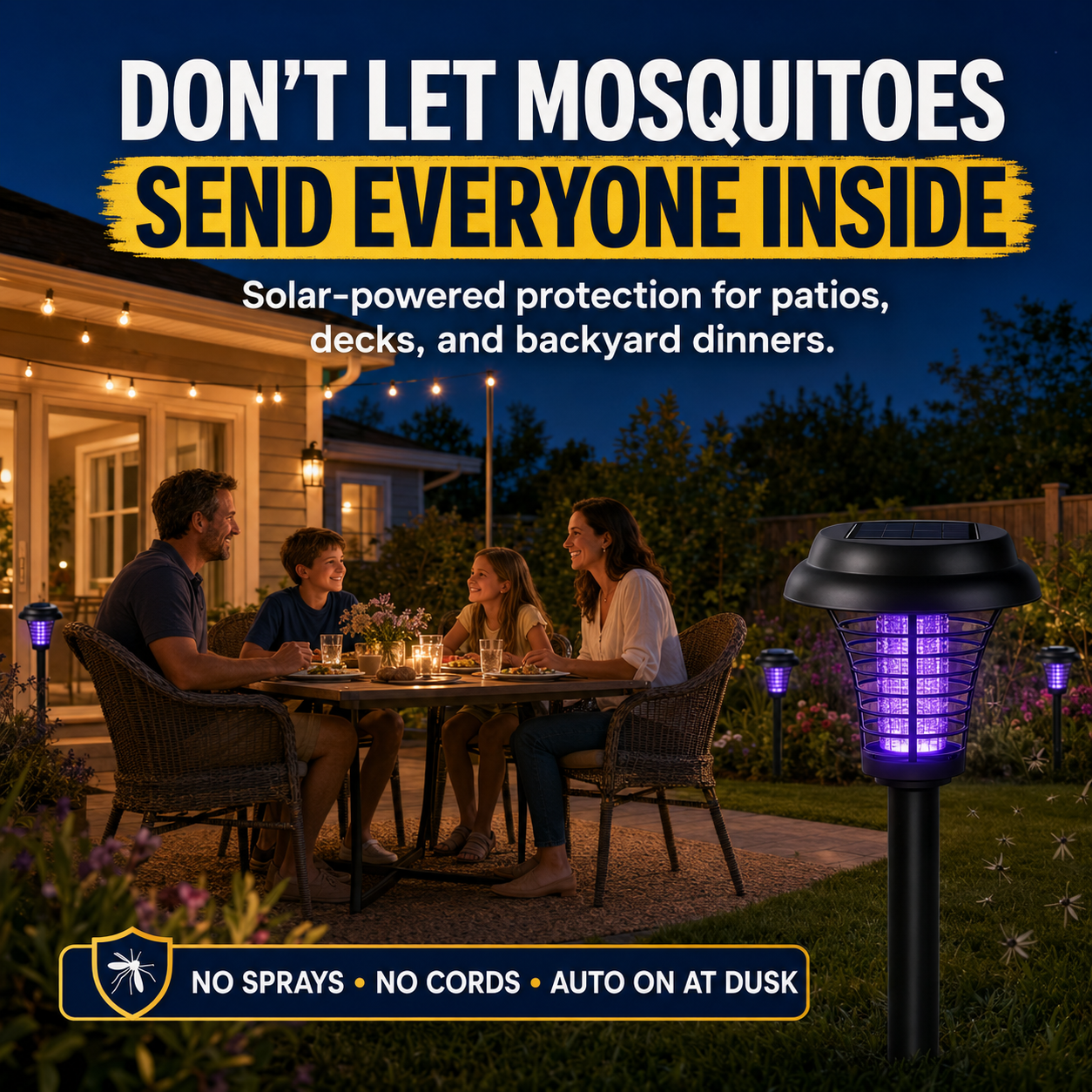SolarGuard 2-in-1 Mosquito Zapper Lights