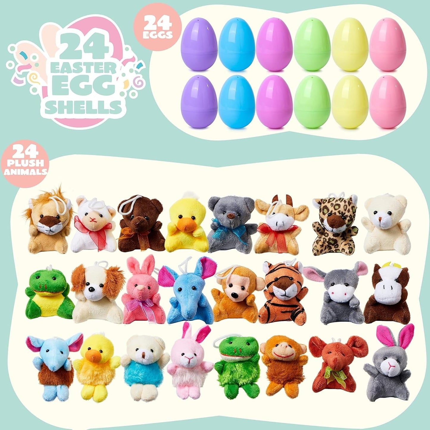 Easter Surprise Eggs: 12-Pack Hidden Plush Animal Toys