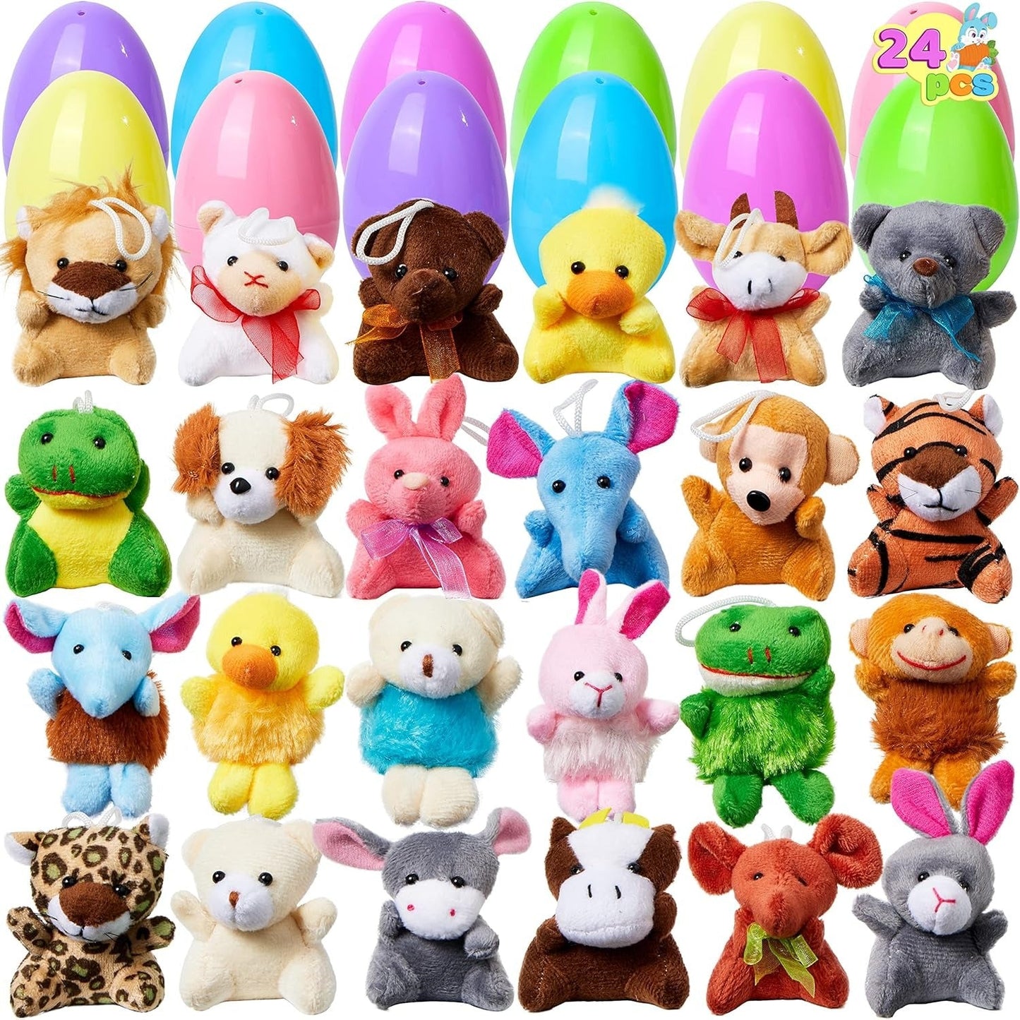 Easter Surprise Eggs: 12-Pack Hidden Plush Animal Toys